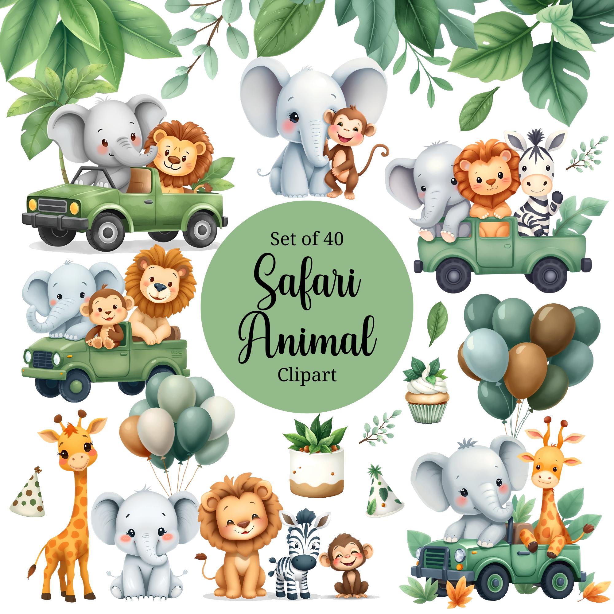 Cute Jungle Animals - Watercolor - Safari - Birthday - Baby Shower ...