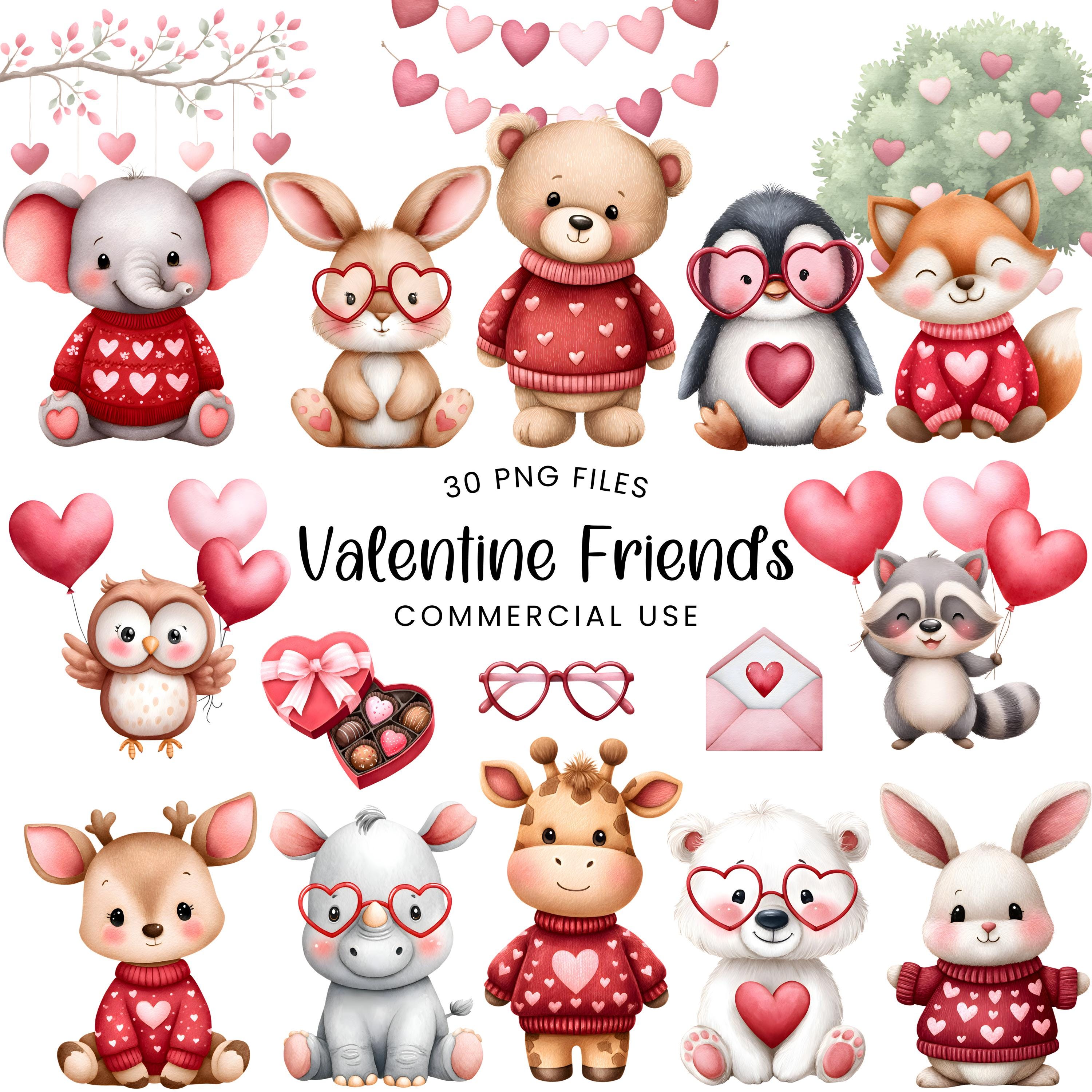 Valentine Animals Clipart Watercolor Valentine Png Animals