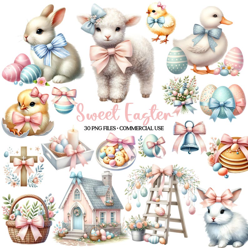 Watercolor Easter Clipart - Spring Animals - Bunny Png - Easter ...