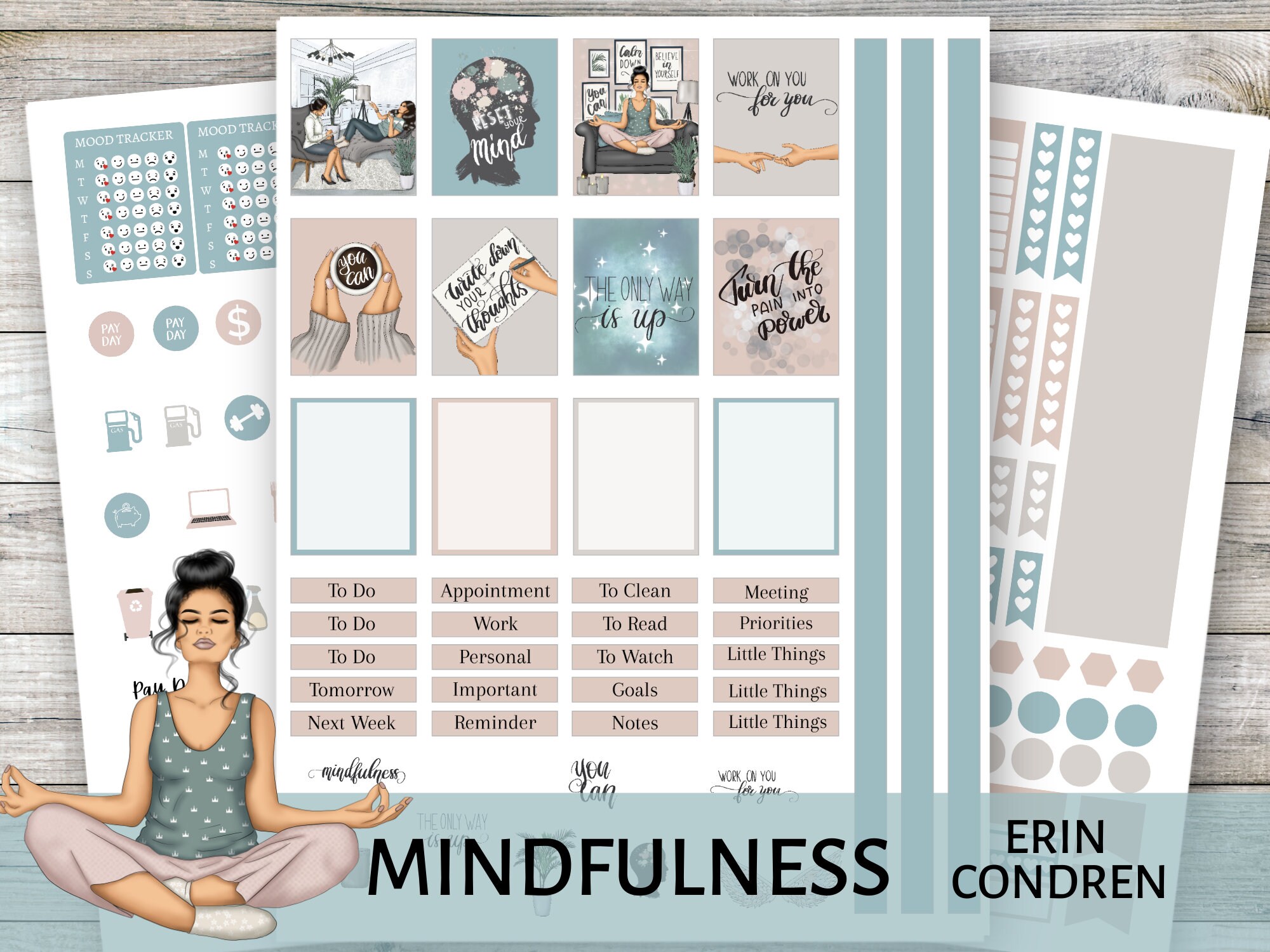 Mindfulness Planner Stickers Printable Erin Condren Etsy