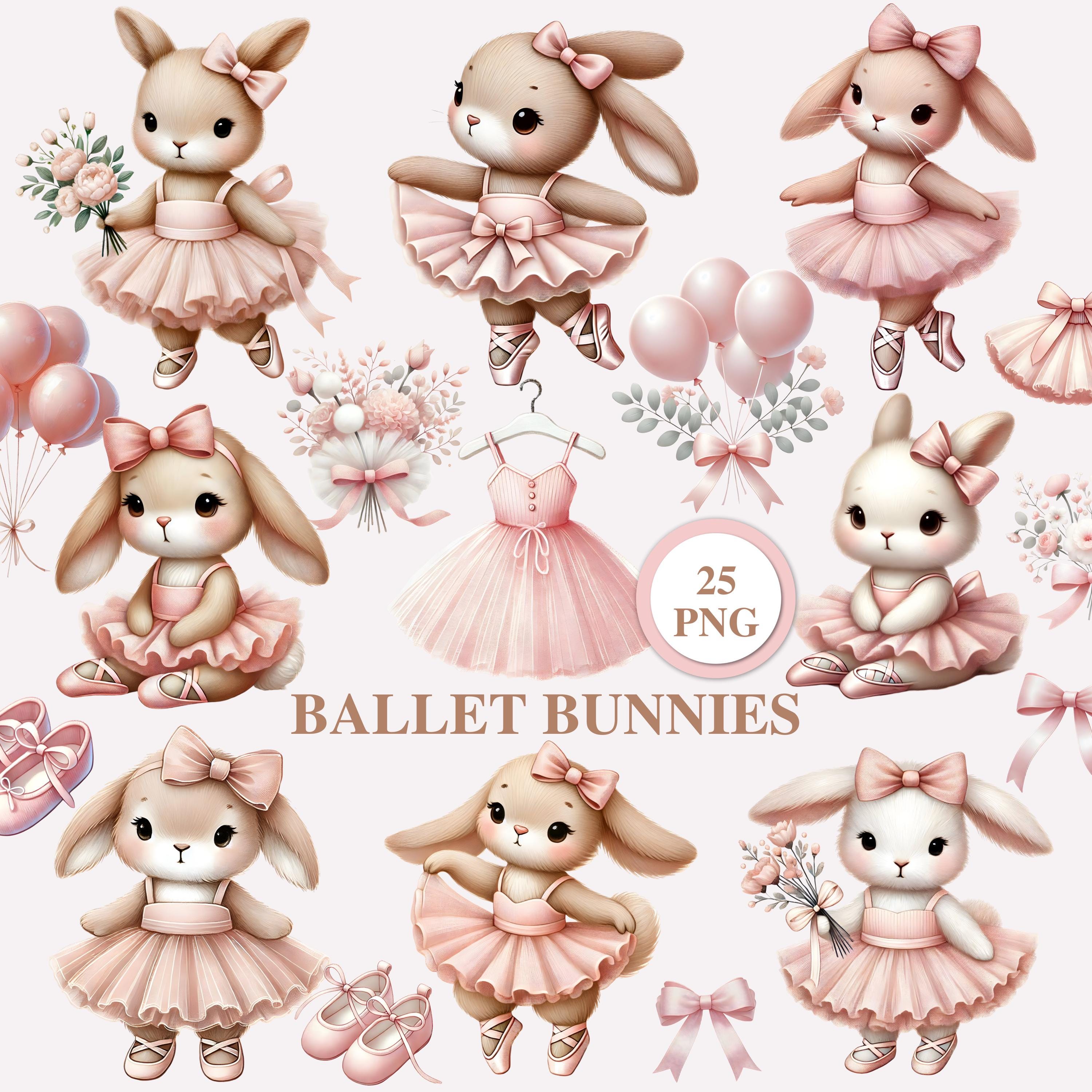 Ballet Rabbit Cartoon Ballerina Bunny Clipart - Watercolor- Nursery Art - Cute Rabbits ...