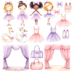 Ballerina Clipart - Watercolor - Cute Kid's Png - Ballet Clipart Bundle ...