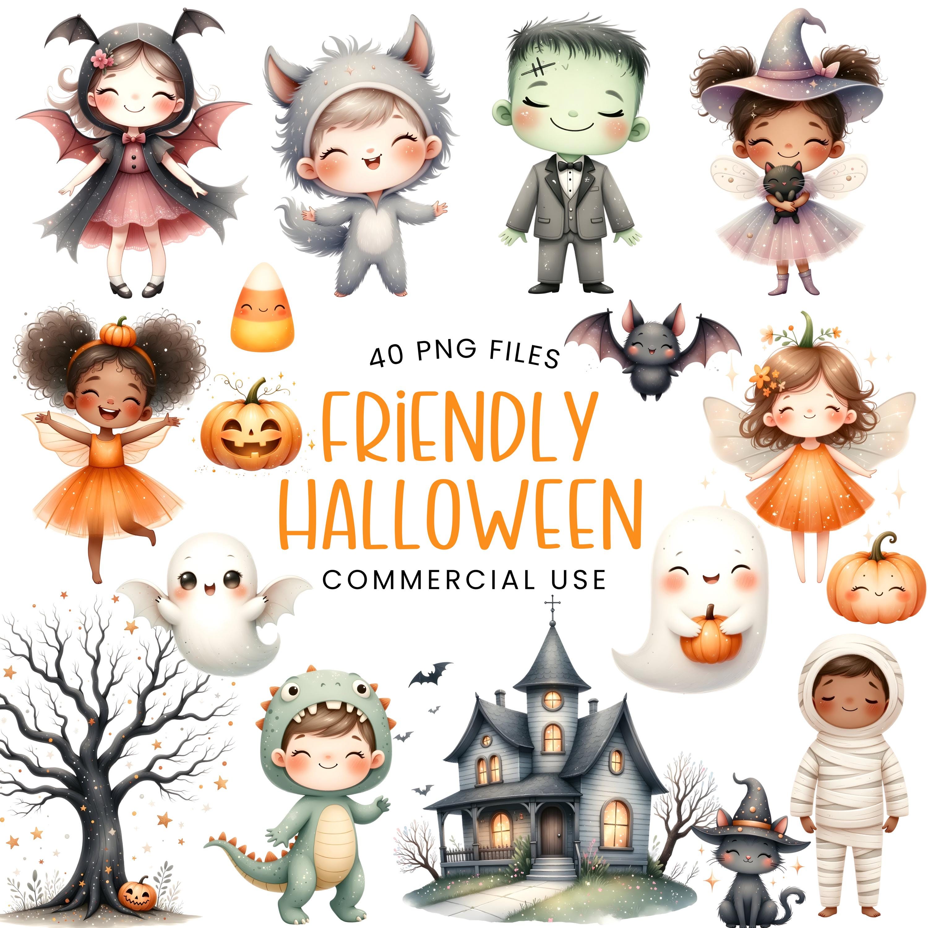 Cute Halloween Clipart - Watercolor - Ghost - Frankenstein - Princess ...