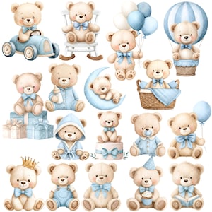 Big Teddy Bear Bundle - Watercolor Clipart - Nursery Art - Baby Bear ...