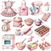 Pink Baking Clipart - Watercolor - Baking Png - Vintage Bakery - Baking ...