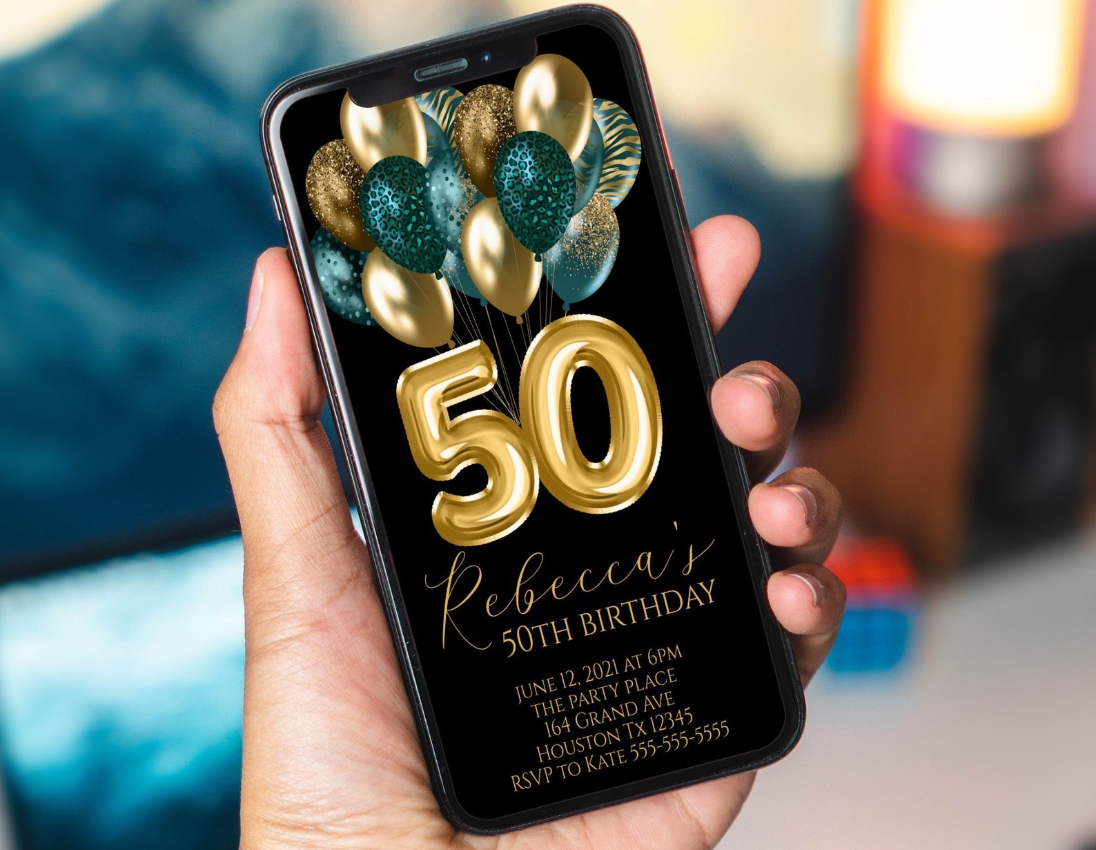 50th birthday invitation Electronic invitation Text invite Etsy