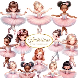 Watercolor Ballerina Clipart - Bundle - Beautiful Ballet Png - Ballerina Girls - Sublimination - Commercial License