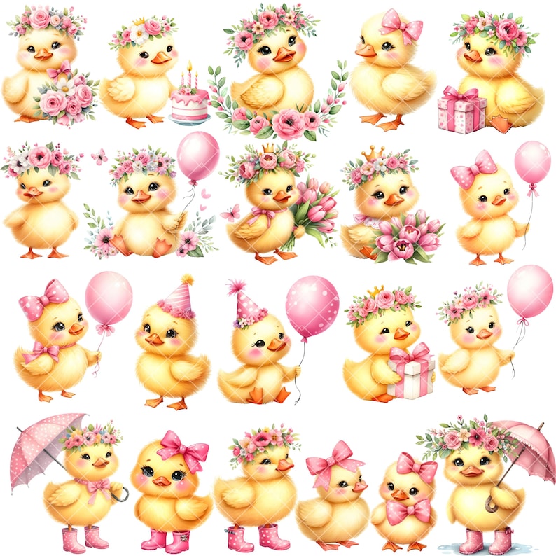 Duckling Clipart - Watercolor - Cute Duck Png - Duck Birthday - Little Duck Clipart - Baby Shower Clipart - Duck Sublimination - Commercial image 8