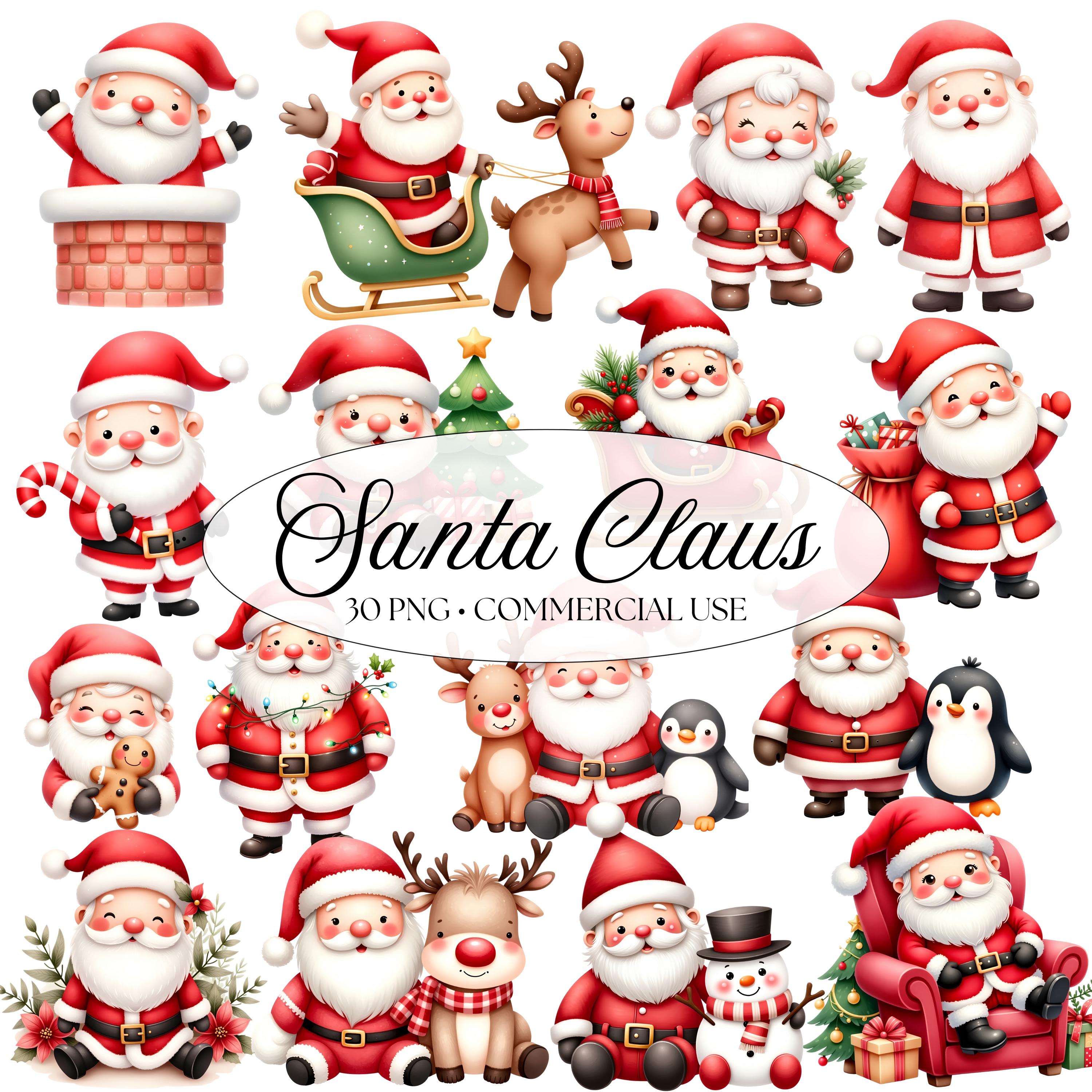 Santa Claus Clipart - Watercolor - Cute - Christmas Png - Santa ...