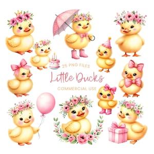 Duckling Clipart - Watercolor - Cute Duck Png - Duck Birthday - Little Duck Clipart - Baby Shower Clipart - Duck Sublimination - Commercial