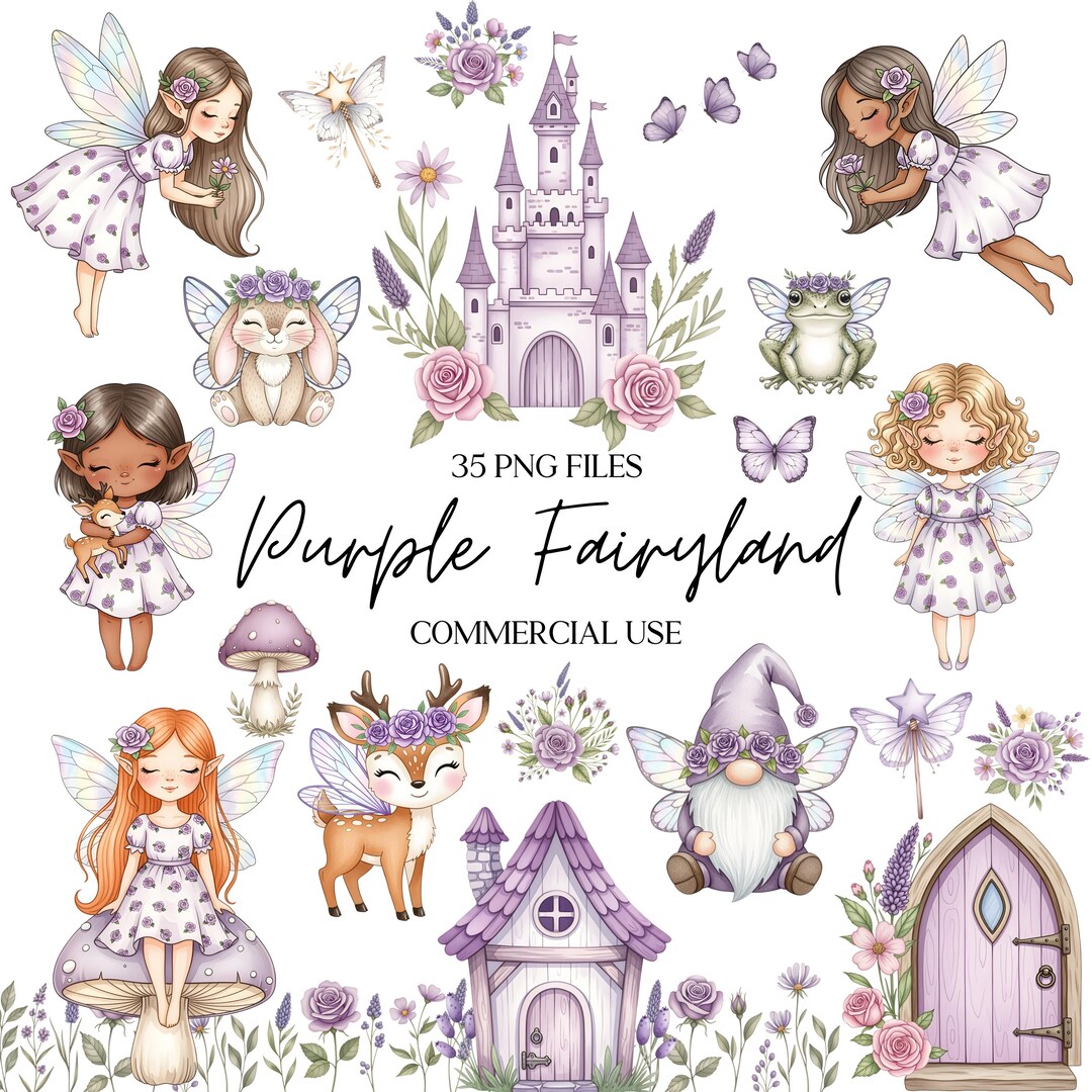 Purple Fairy Clipart - Watercolor - Fairy Png - Fairytale - Whimsical ...