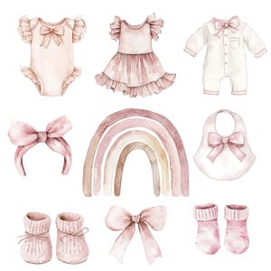 Baby Girl Nursery Clipart - Watercolor - Baby Shower Png - Pink Crib ...