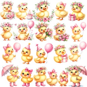 Duckling Clipart - Watercolor - Cute Duck Png - Duck Birthday - Little Duck Clipart - Baby Shower Clipart - Duck Sublimination - Commercial image 2