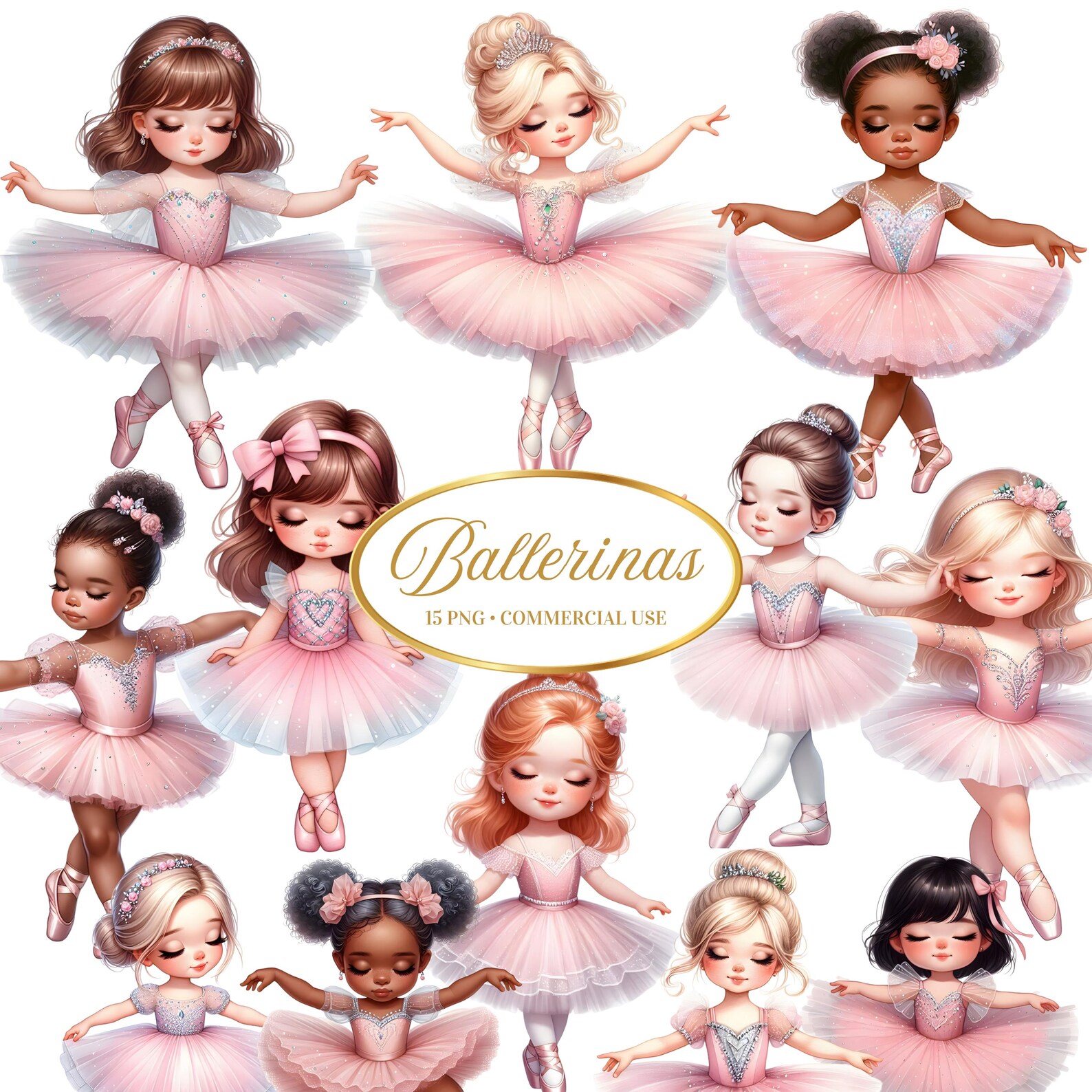Watercolor Ballerina Clipart - Bundle - Beautiful Ballet Png ...