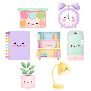 Süße Kawaii Clipart - Aquarell - Planer Clipart - Mega Bundle - Kommerzielle Nutzung Bild 5