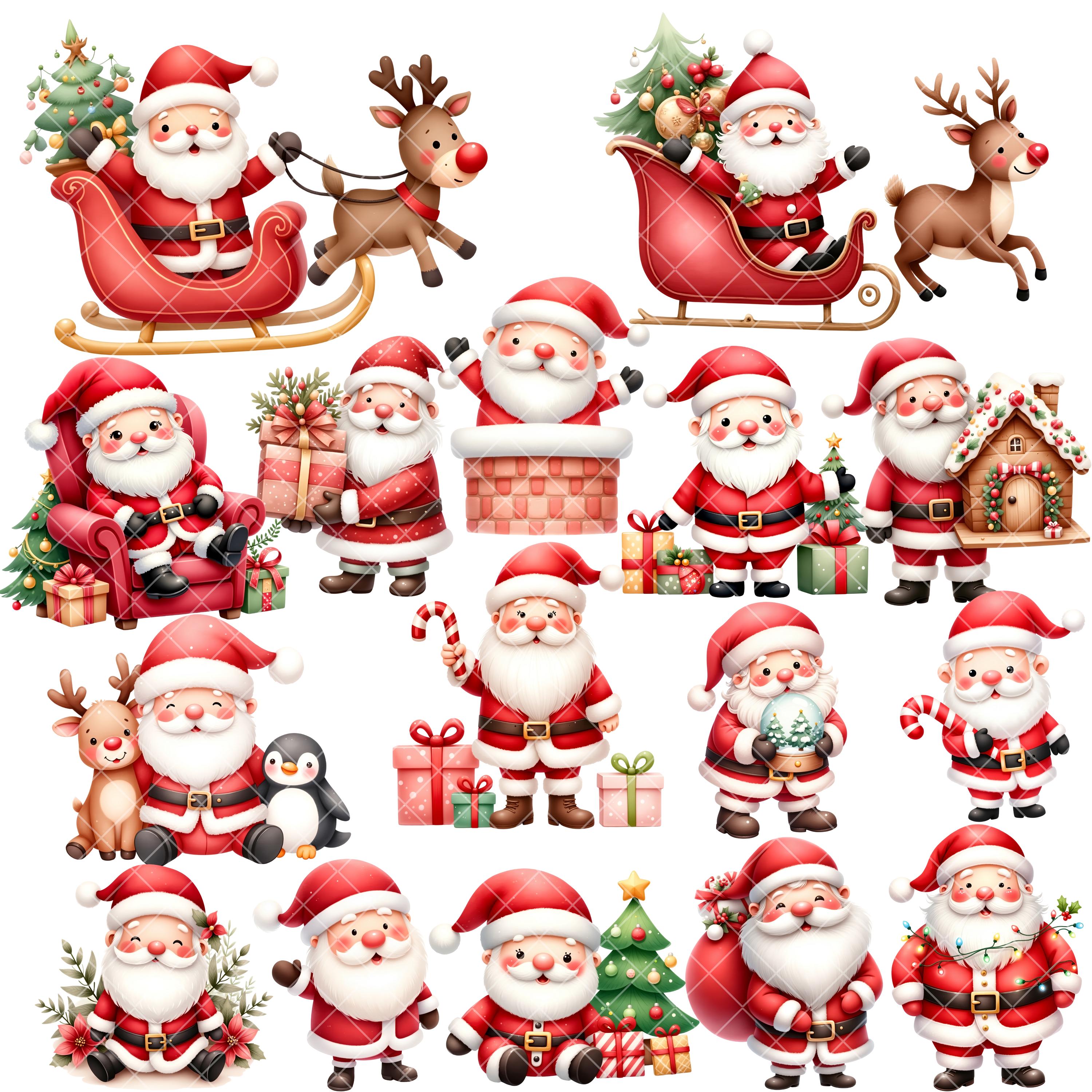Santa Claus Clipart - Watercolor - Cute - Christmas Png - Santa ...