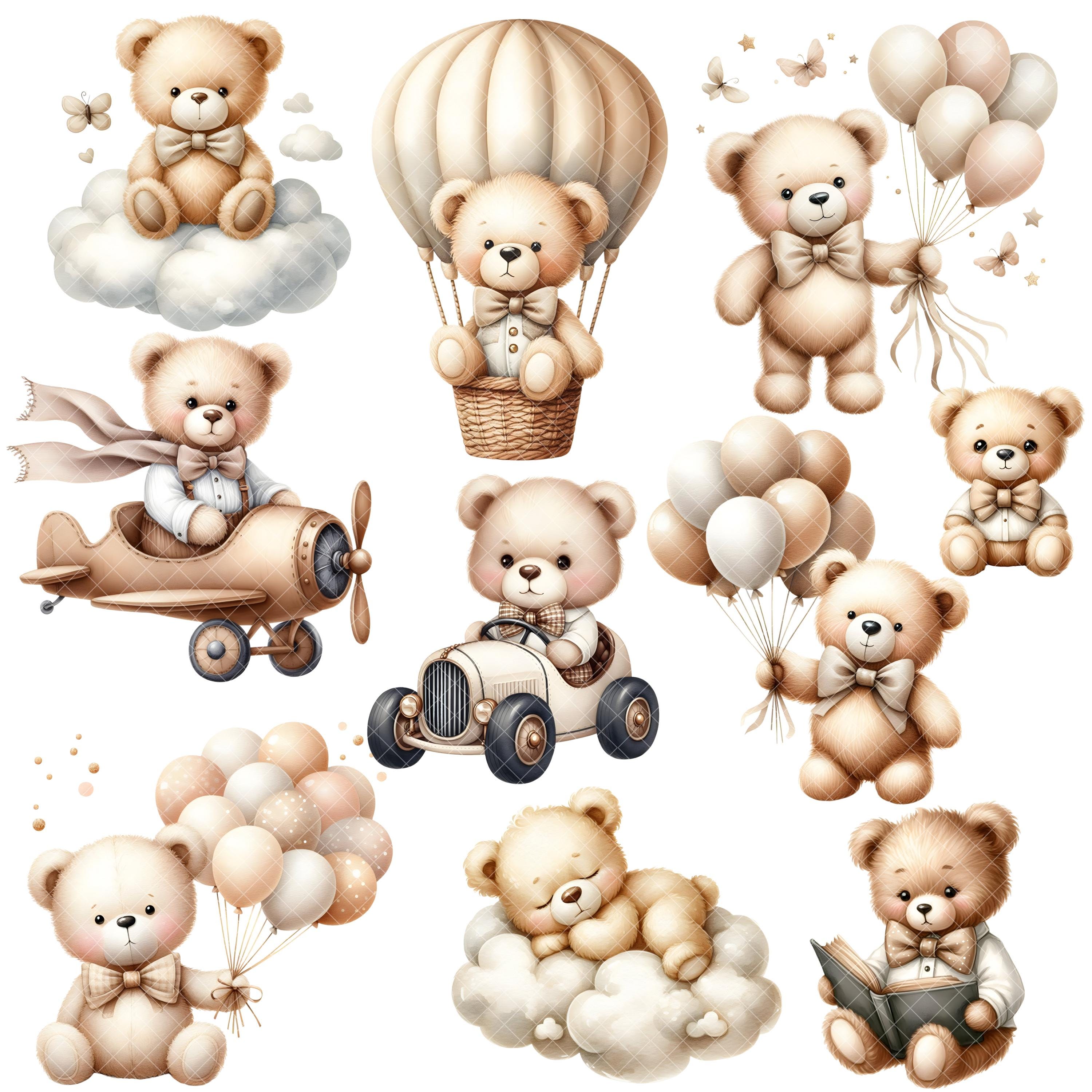 Neutral Teddy Bear Clipart - Watercolor - Nursery Clipart - Png - Baby ...