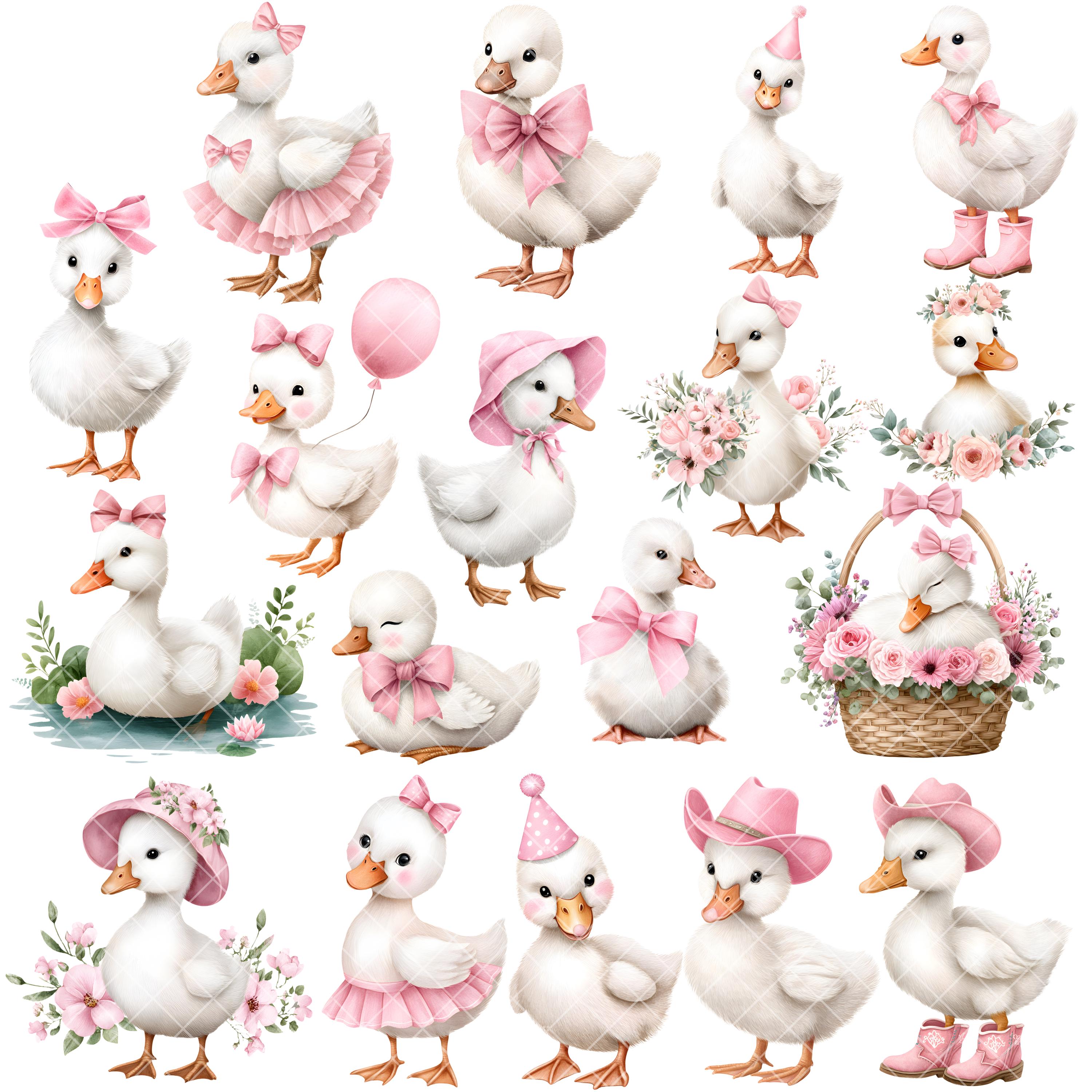 Pink Goose Clipart - Watercolor - Cute Geese Png - Silly Goose - Girl ...
