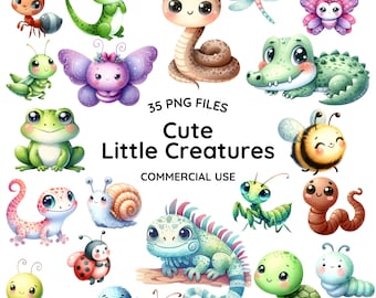 Peut inclure: Un ensemble de 35 illustrations numériques de créatures de dessin animé mignonnes, comprenant une coccinelle, un escargot, une grenouille, un serpent, un papillon, une abeille, une tortue, une araignée, une chenille, un lézard, une mante religieuse, un ver, un crocodile et un iguane. Les illustrations sont dans un style de dessin animé et sont parfaites pour une utilisation dans des livres pour enfants, des sites Web ou d'autres projets créatifs. 35 FICHIERS PNG Créatures mignonnes COMMERCIAL USE