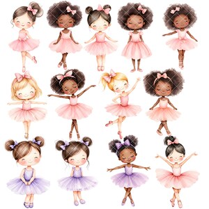 Ballerina Clipart - Watercolor - Cute Kid's Png - Ballet Clipart Bundle ...