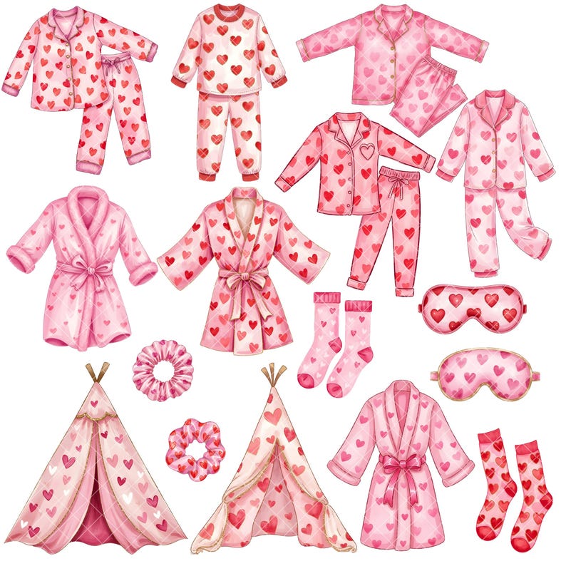 Valentine Clipart - Watercolor - Pajamas Party Png - 54 Png - Slumber ...