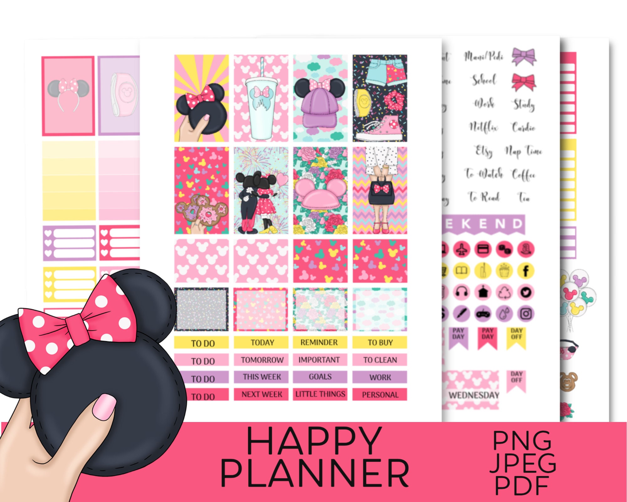 Disney inspired planner stickers Printable Happy Planner | Etsy