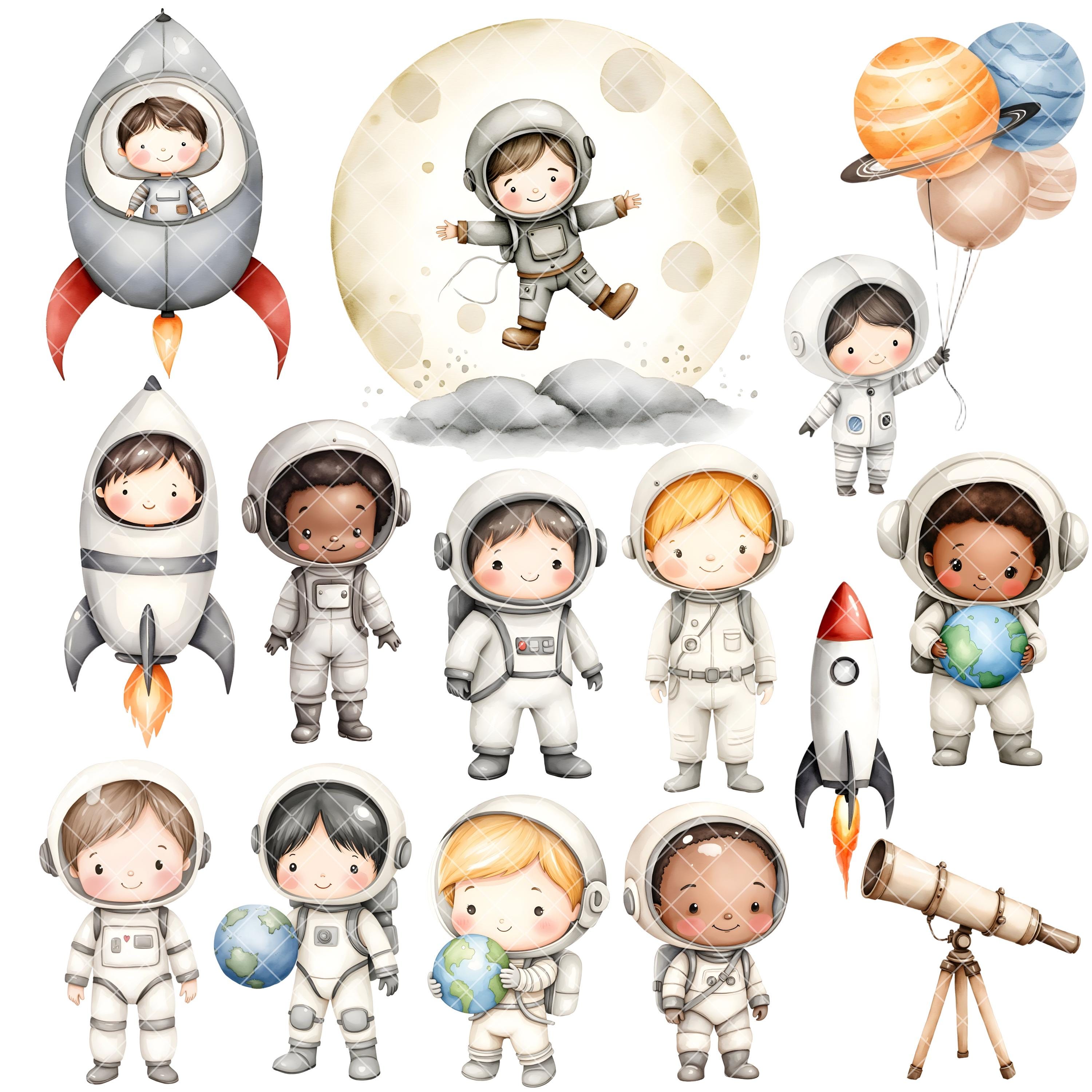 Cute Astronaut Clipart - Watercolor - Outer Space Png - Astronaut ...