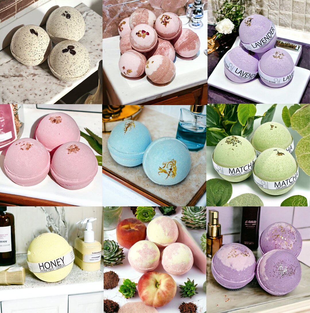 18 Big Bath Bombs Pack Handmade, Selfcare, Spa, Gift, Natural
