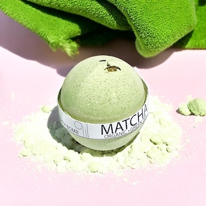 Organic Matcha Greentea Bath Bomb - 8oz - Handmade, Selfcare, Spa, Natural, Sensitive Skin, Gift, Cruelty-free, Vegan, Easter&#39;s Day, Easter