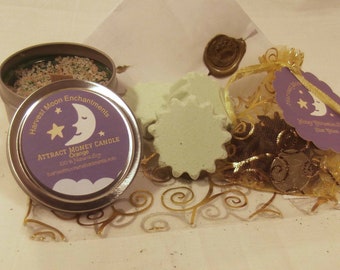 Money Spell Candle Kit, Wiccan Money Spell Candle Kit, Free Shipping