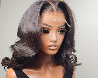 Black Loose Wave Human Hair Wig: 5x5 Closure, Glueless Install
