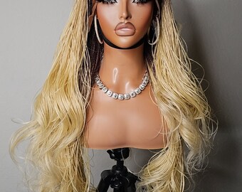Free Part Ombre Knotless Tiny Braided Wig With 13x4 Lace Frontal