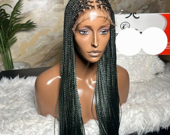 Dark Emerald Green  Knotless Glueless 7x7 Lace Closure Braided Wig