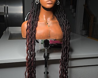 Full Lace 40- inch Long Ombre Hand Made Goddess Locs Wig