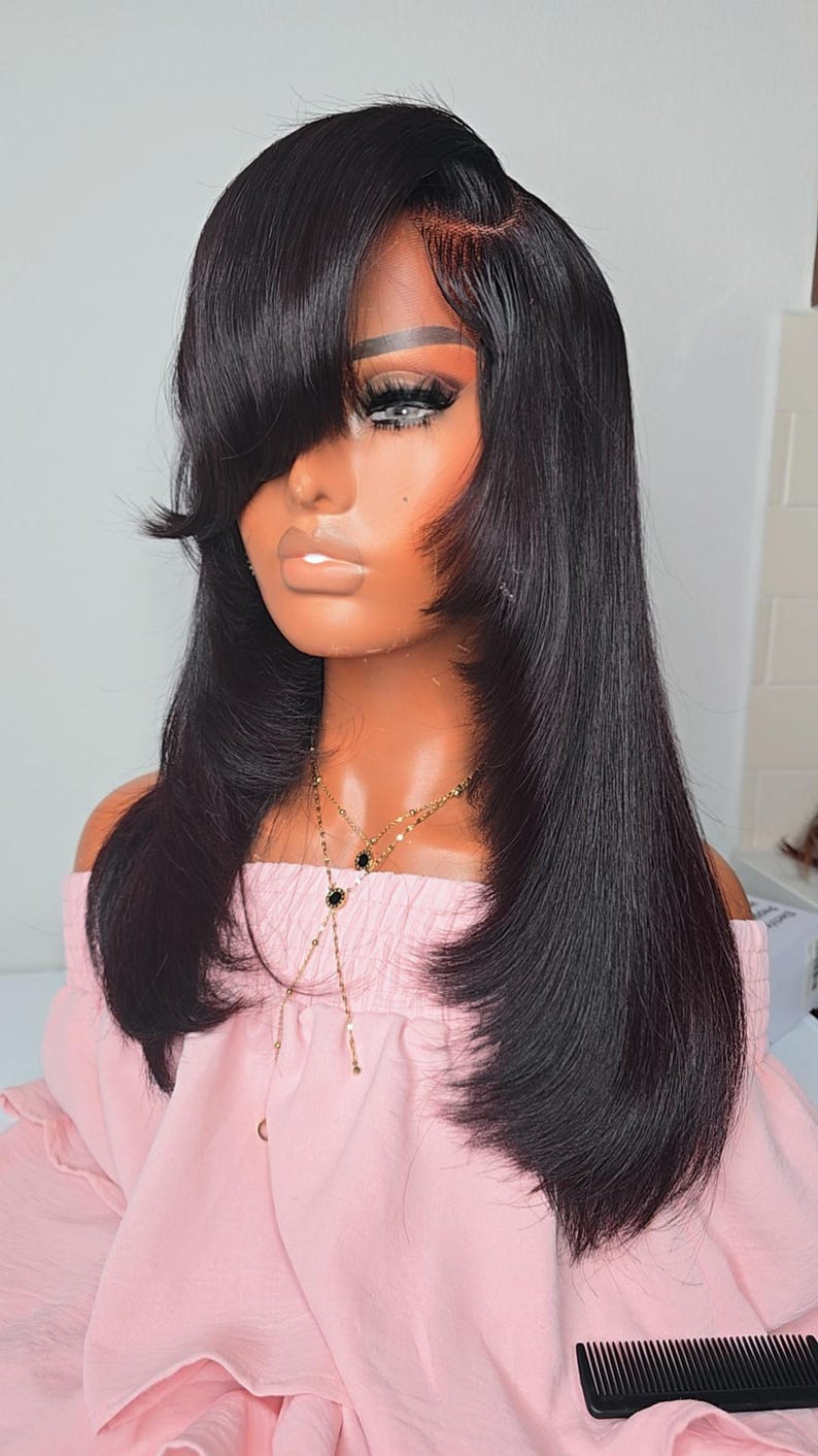 16-inch Luxury Glueless 4x4 HD Lace Wig With Side Part - Etsy