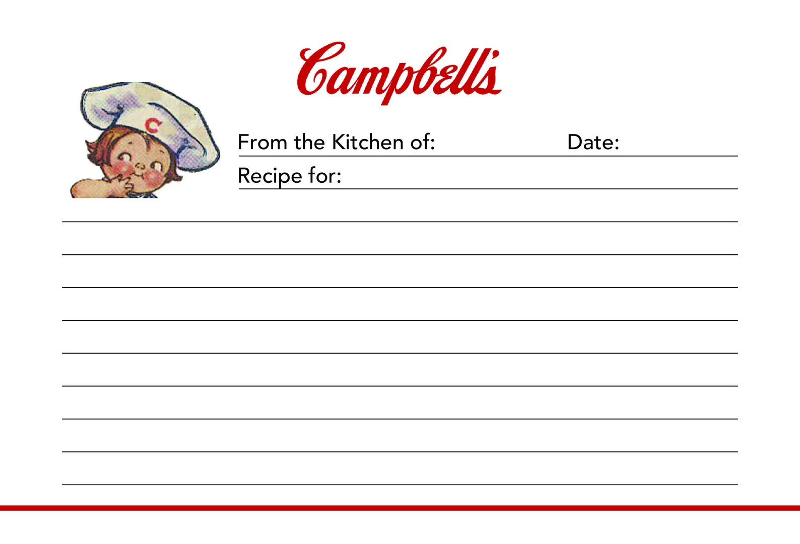 25 Pack Blank Campbell Soup Recipe Card 4x6 Single Sided Recipe Cards Large Easywrite Card