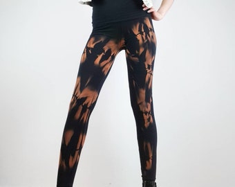 Leggings batik avec motif feu blanchi apocalyptique, oversize plussize curvy