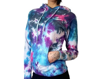 Galaxy Tie dye Hoodie, Batik Kapuzenpullover, lila/pink/blau/schwarz, Plus Size, Fantasy, Festival Outfit, Hippie Kleidung, Unicorn