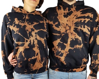 Bleached partner hoodies, gothic hoodie, steampunk sweater, plus size oversize, cotton, apocalyptic design