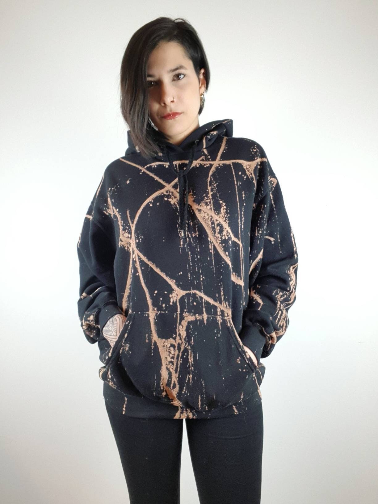 ★LMC★GOTHIC APPLIQUE GRADATION BLEACH HOODIE Bleached Gothic Hoodie, Post-apocalyptic, Punk, Steampunk