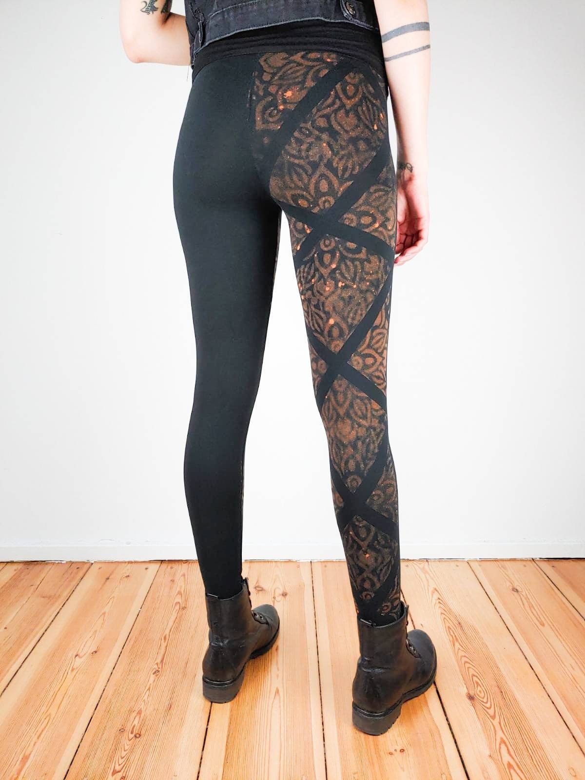 Boho Floral Mandala Leggings With Abstract Bleached Pattern -  Canada