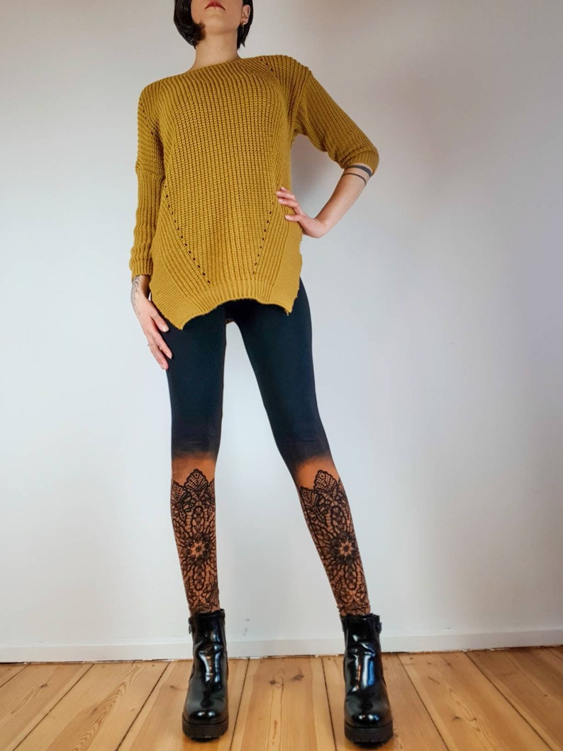 Leggings with floral lace and mandala pattern zdjęcie 7