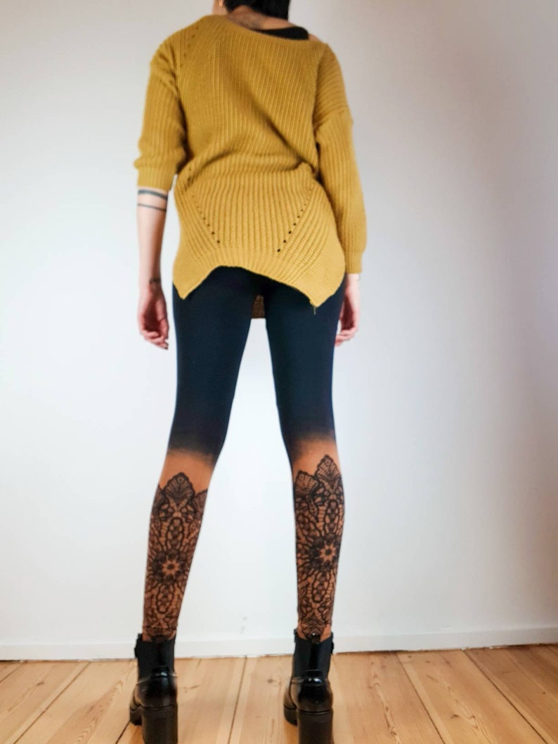 Leggings with floral lace and mandala pattern zdjęcie 8