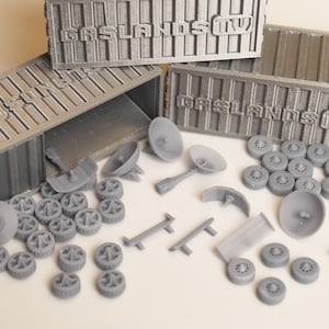 Gaslands Container Full of Tires, Wings & Satelite Dishes!