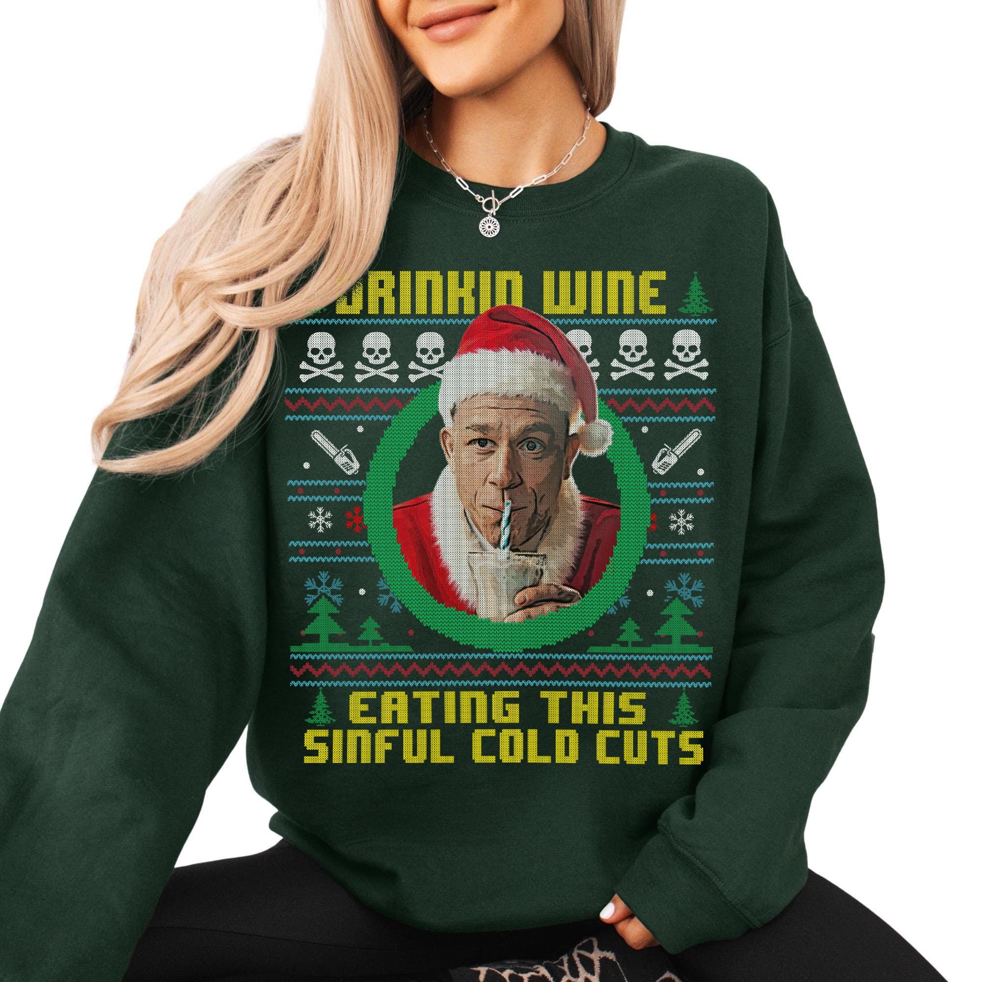 Charlie Hunnam Ed Gein Ugly Christmas Sweatshirt, Drinking Wine