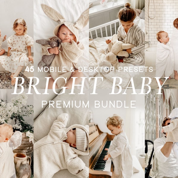 44 Baby Blogger mobiele Lightroom presets, warme kinder presets, Lightroom preset voor bloggers, Instagram fotofilters, natuurlijke moeder presets