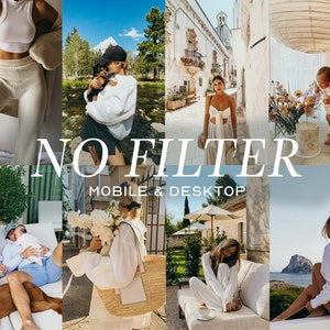 No Filter Preset, 14 No Filter Lightroom, Ig Selfie Presets Filters, Vibrant lifestyle Retouch Filters, Desktop Filter