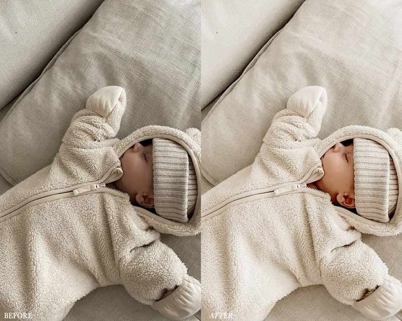 44 paramètres prédéfinis Lightroom pour mobile pour bébé blogueur, paramètres prédéfinis chaleureux pour les enfants, paramètres prédéfinis Lightroom pour les blogueurs, filtres photo Instagram, paramètres prédéfinis naturels pour la mère image 9