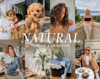 12 Natural Filter Presets, Natural Aesthetic No Filter Lightroom, Desktop Phone Filters, Vsco Clean Preset