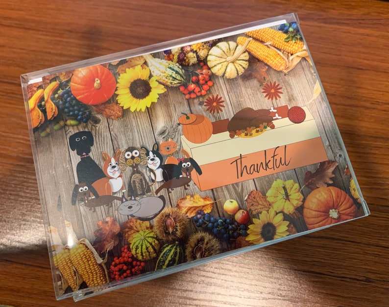 Dog And Cat Themed Thanksgiving Note Card Thankful Note Cards Paper Party Supplies Vadel Com